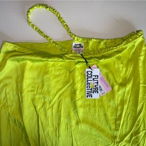 Future Collective Lime One Shoulder Dress
